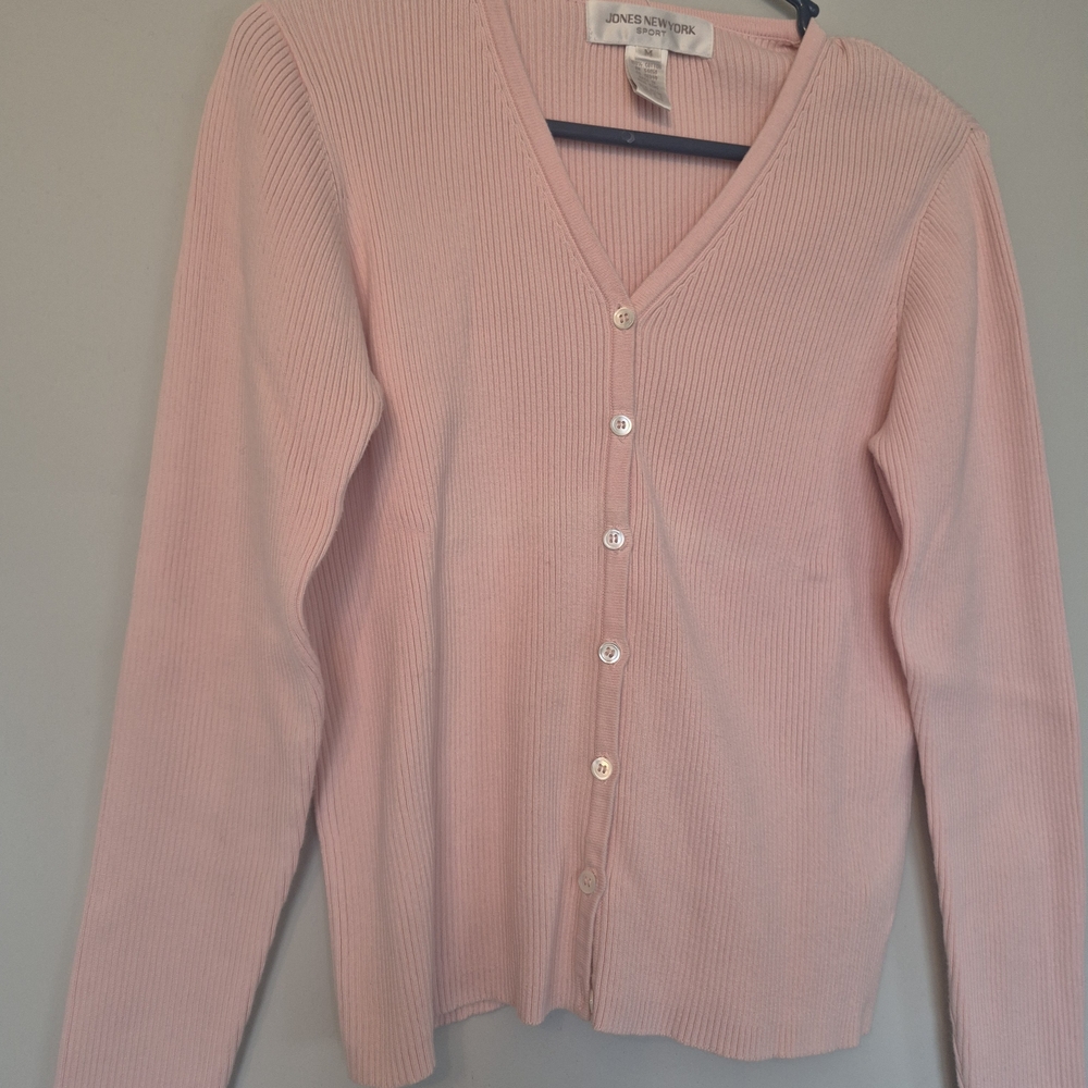 Jones New York Light Pink V-Neck Cardigan